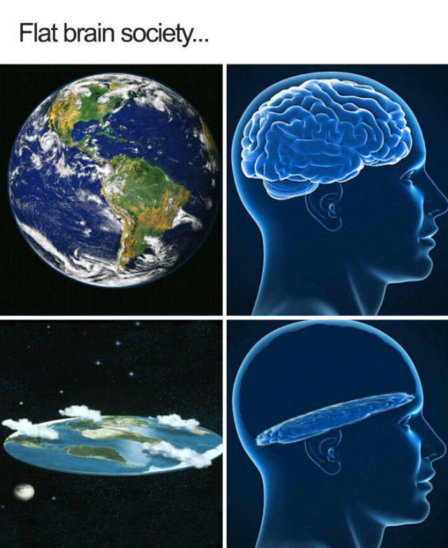 flat earth meme - Flat brain society...