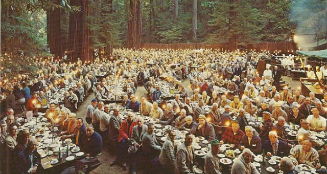 Bohemian Grove, Usa-Bohemian Grove is an annual ‘camp’ located in Bohemian Avenue, in Monte Rio, California. Every year around 2,500 elite men participate in this event, that first started back in 1872. The event invites only the most important figures in the world, such as high-ranking politicians, nobel prize winners, various military officials, also the presidents of elite universities such as Harvard or Yale. It is said that during the event, the Bohemian Club performs plays and rituals as a part of the tradition. The Club’s moto is “Weaving Spiders Come Not Here”, which implies that outside concerns are not to be discussed during the event. To this day the event is strictly male-only as women can only work as employees there. A journalist Jon Ronson described this club as simply immature: “My lasting impression was of an all-pervading sense of immaturity: the Elvis impersonators, the pseudo-pagan spooky rituals, the heavy drinking. These people might have reached the apex of their professions, but emotionally they seemed trapped in their college years.