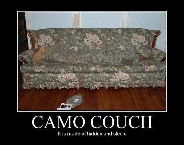 hilarious random - Camo Couch It is made of hidden and sleep.