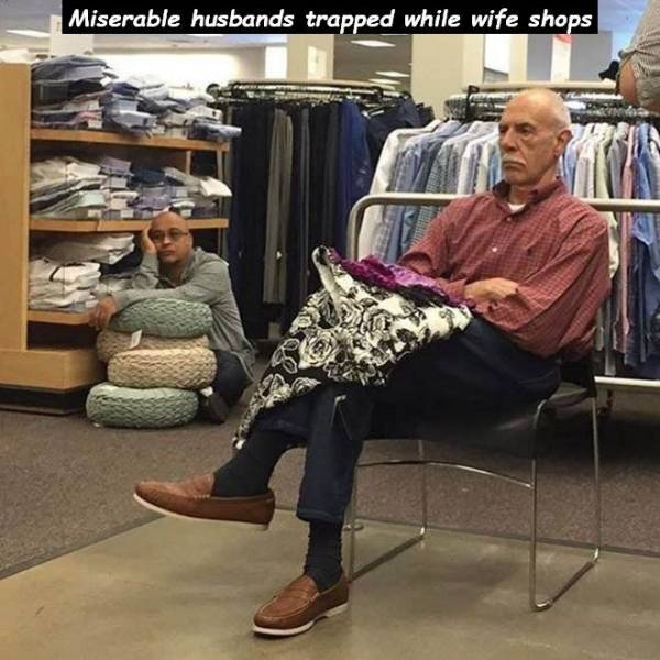miserable men - Miserable husbands trapped while wife shops Sale