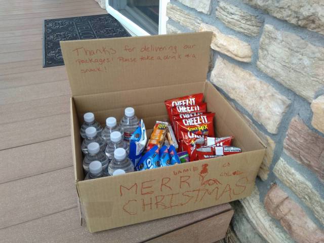 box - Thanks packages for delivering our Plase take a drink tal Womefist Chee Chel Cheezit co Game B Merr Christ