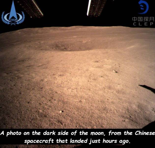 dark side of the moon - Cnsa Clep A photo on the dark side of the moon, from the Chinese spacecraft that landed just hours ago.