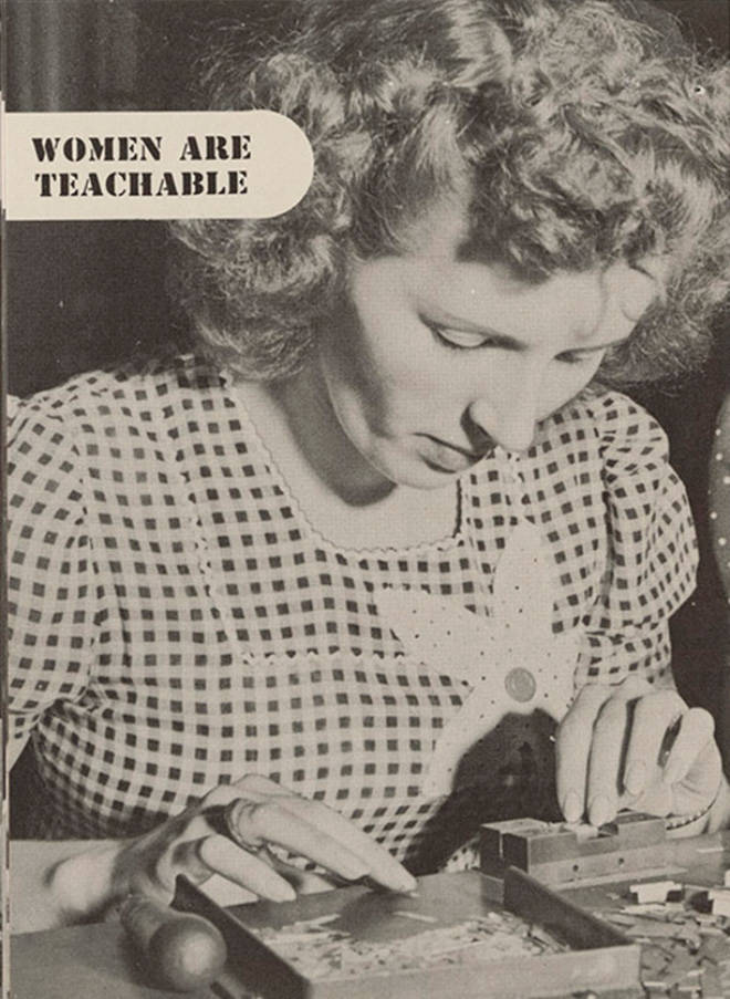 "Women are teachable": 1940's booklet to “assist male bosses in supervising their new female employees"