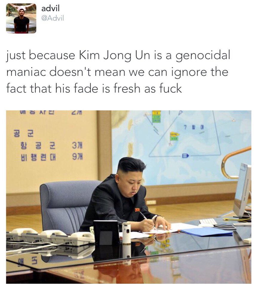kim jong un imac - advil just because Kim Jong Un is a genocidal maniac doesn't mean we can ignore the fact that his fade is fresh as fuck A $ 32 33 Ech 974 H
