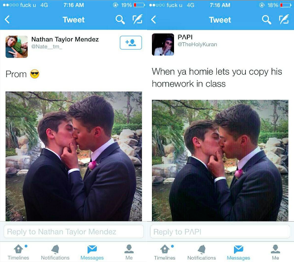 black twitter vs white twitter - 000 fuck u 4G 19% .0 fuck u 4G 189 Tweet Tweet Q Nathan Tayio Nathan Taylor Mendez Nate_tm The HolyKuran Prom When ya homie lets you copy his homework in class to Nathan Taylor Mendez to Papi Timelines Notifications Mensag
