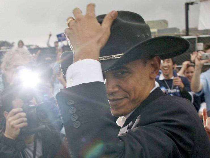 cool pic of barack obama in cowboy hat