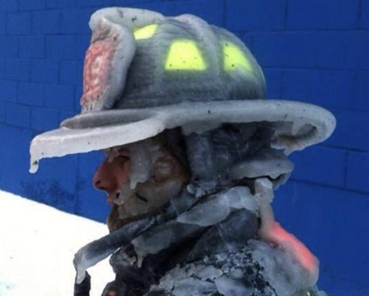 firefighter helmet ice