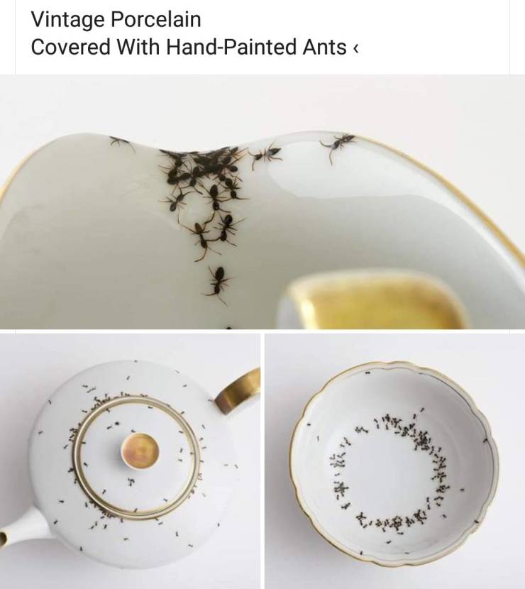 crazy monday pics of porcelain - Vintage Porcelain Covered With HandPainted Ants