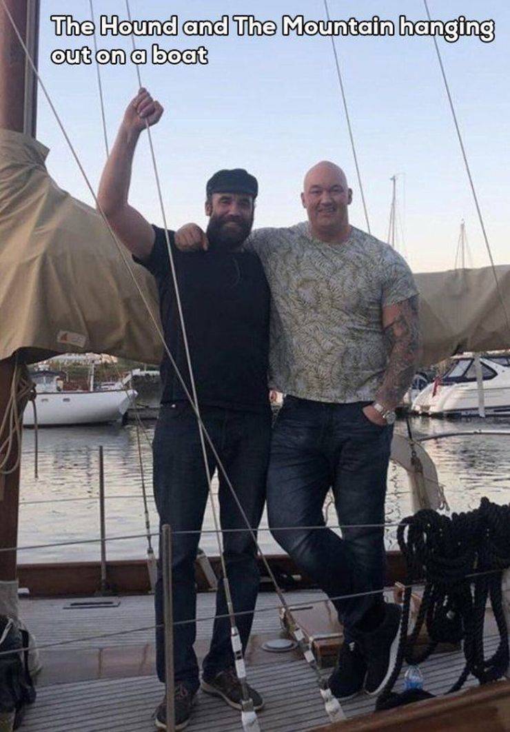 random Game of Thrones - The Hound and The Mountain hanging out on a boat