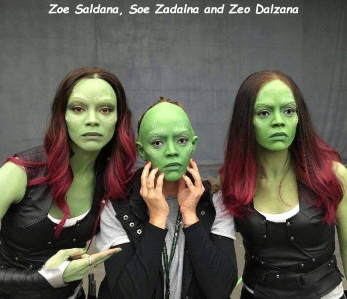 avengers behind the scenes - Zoe Saldana, Soe Zadalna and Zeo Dalzana