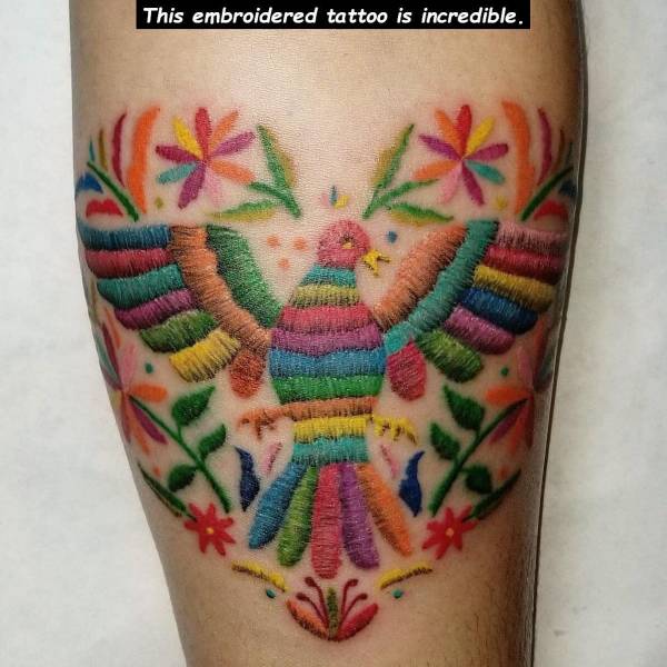 embroidery tattoos - This embroidered tattoo is incredible. Si
