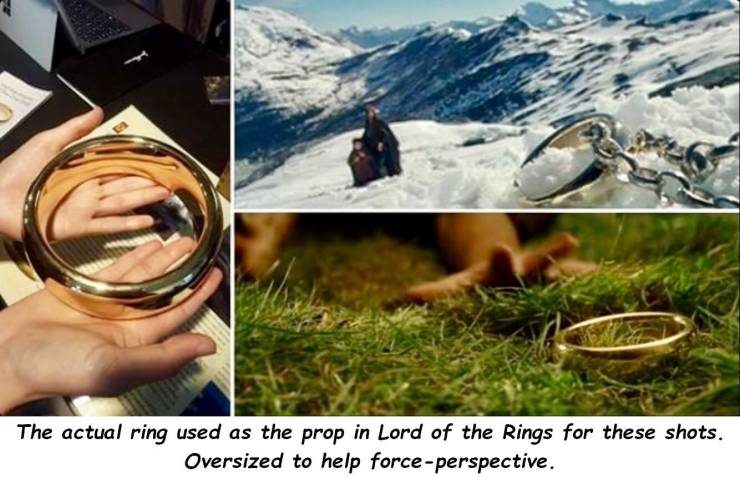 ring in snow lotr - The actual ring used as the prop in Lord of the Rings for these shots. Oversized to help forceperspective.