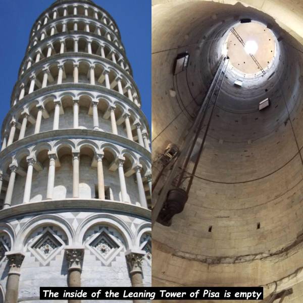 piazza dei miracoli - The inside of the Leaning Tower of Pisa is empty
