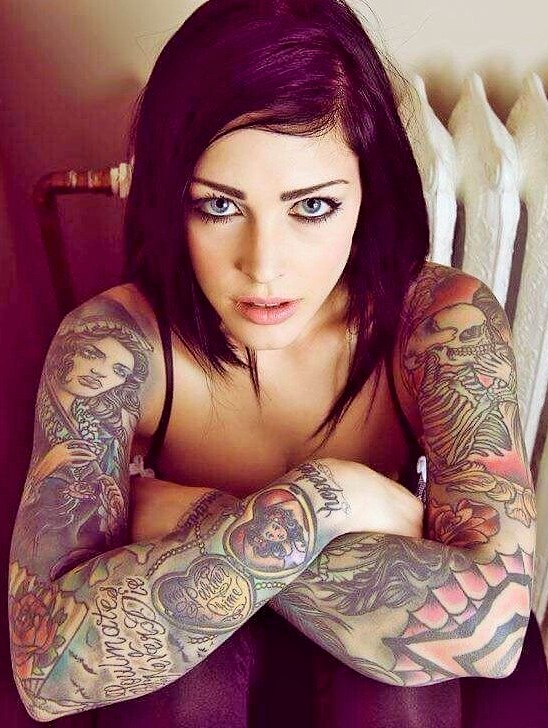 cute woman with tattoos