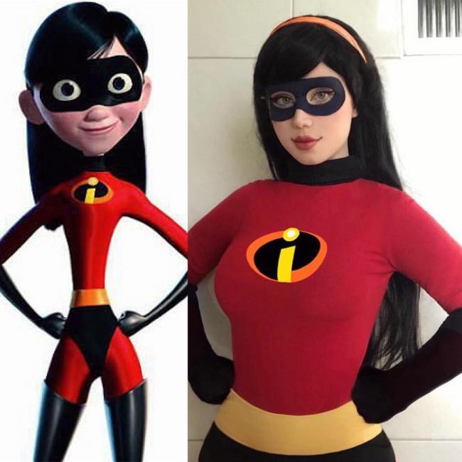 attractive cosplayer violet from the incredibles