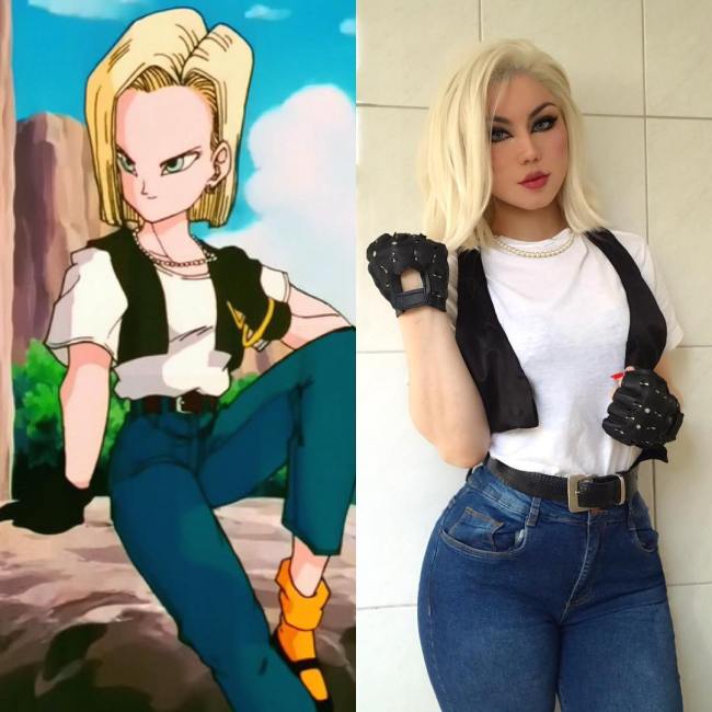 attractive cosplayer dragon ball android 18