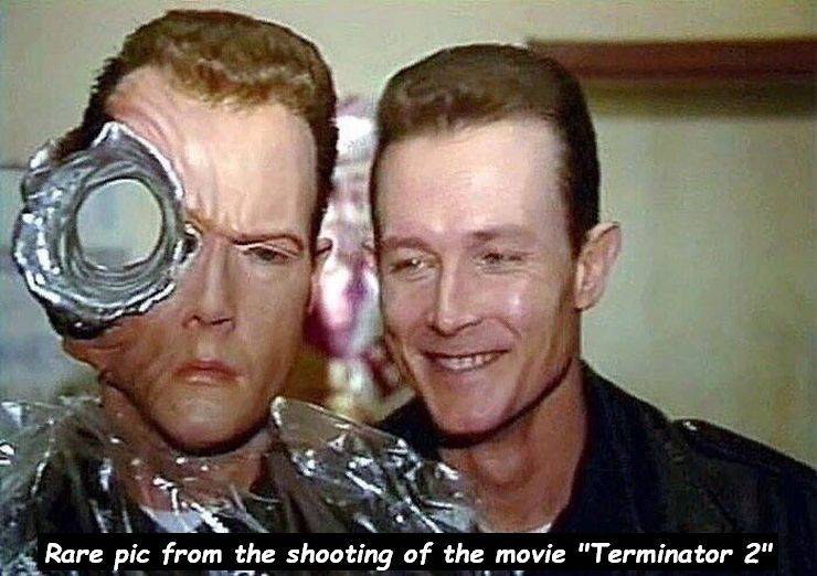 movies behind the scenes - Rare pic from the shooting of the movie "Terminator 2"