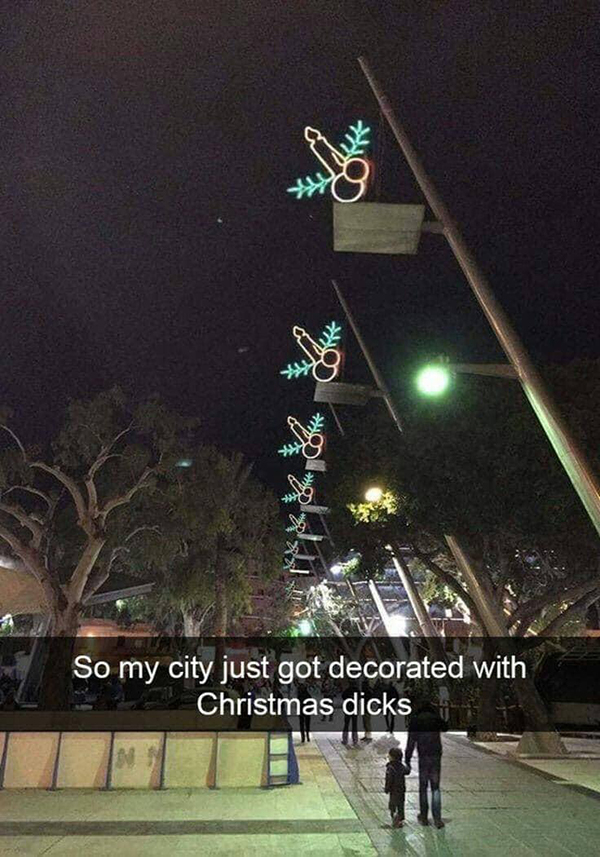 funny christmas posts - 97 So my city just got decorated with Christmas dicks