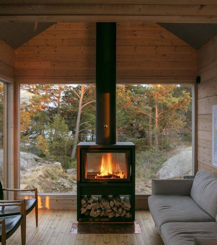 wood burning stove - '