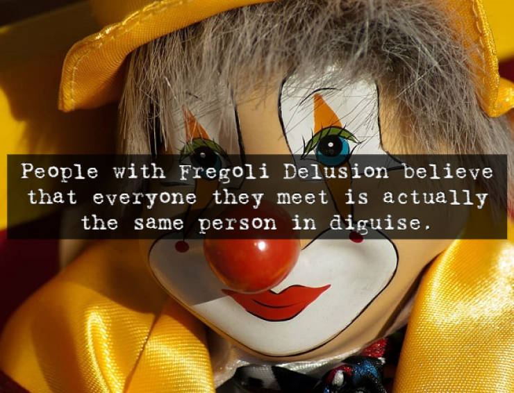 Clown - People with Fregoli Delusion believe that everyone they meet is actually the same person in diguise.