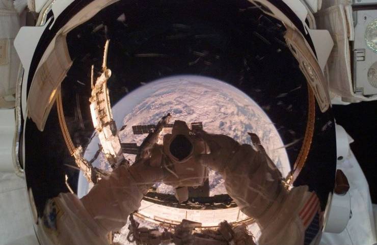 view from inside astronaut helmet