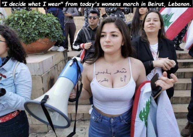 girl - "I decide what I wear" from today's womens march in Beirut, Lebanon. 3 |