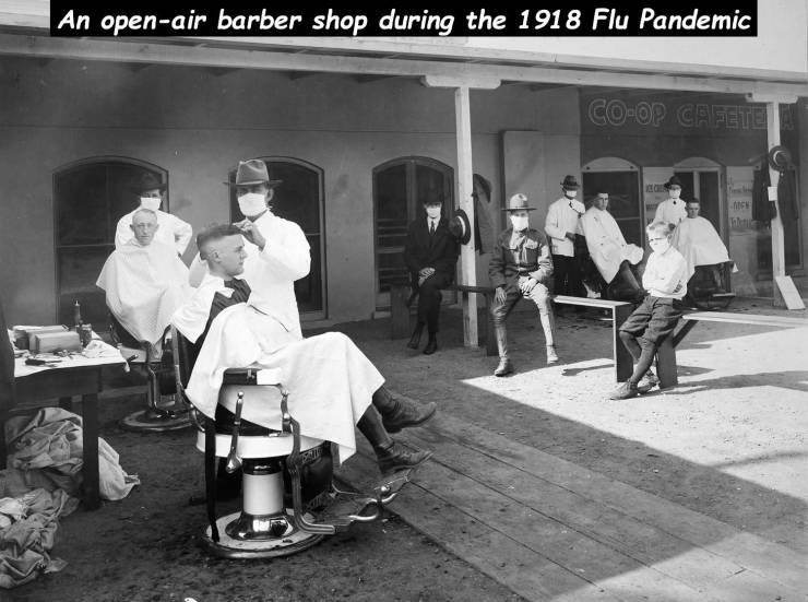 1919 spanish flu - An openair barber shop during the 1918 Flu Pandemic CoOp Cafetet