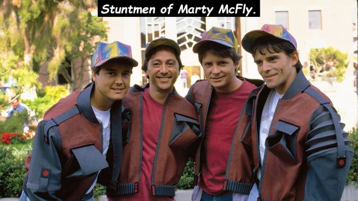 actors with their stunt doubles - Stuntmen of Marty McFly.