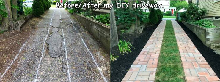 path - BeforeAfter my Diy driveway.