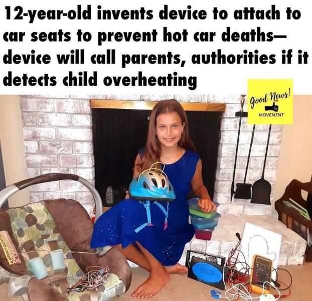 lydia denton - 12yearold invents device to attach to car seats to prevent hot car deaths, device will call parents, authorities if it detects child overheating En good news! Movement Grungaver Ohio
