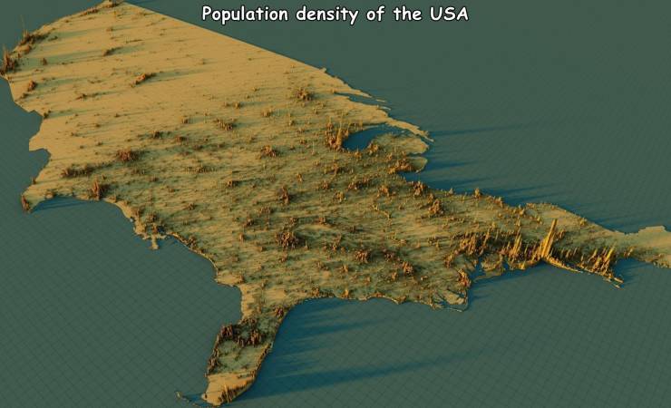 contiguous population density map - Population density of the Usa