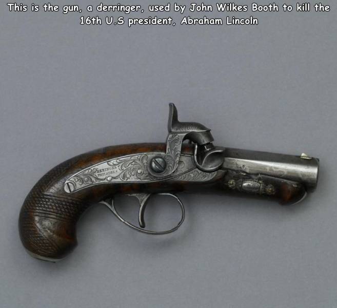 john wilkes booth gun - This is the gun, a derringer, used by John Wilkes Booth to kill the 16th U.S president, Abraham Lincoln Corner Mease