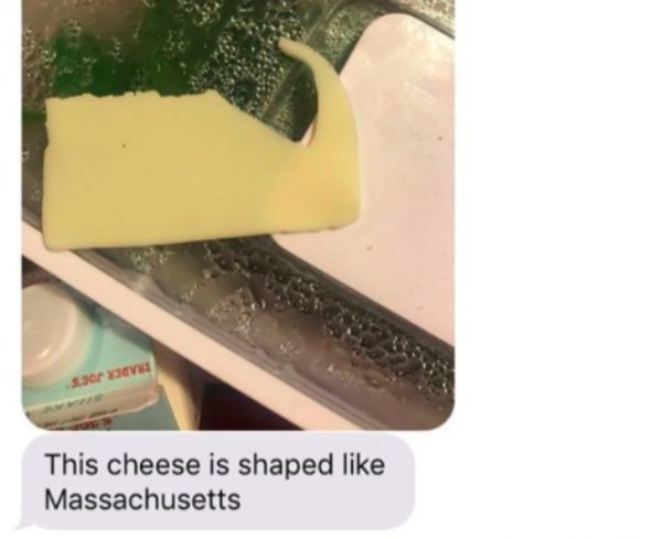 This cheese is shaped Massachusetts