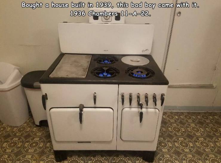 gas stove - Bought a house built in 1939, this bad boy came with it. 1936 Chambers 11A22.