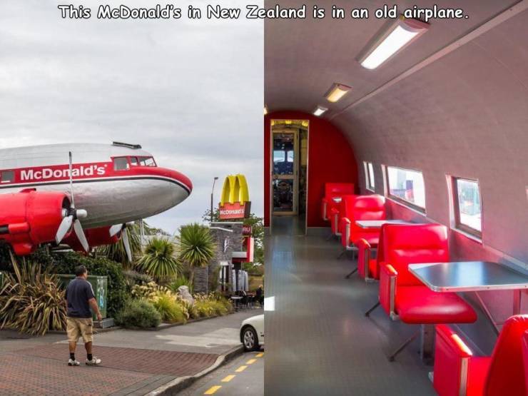random pics - mcdonald's new zealand airplane - This McDonald's in New Zealand is in an old airplane. McDonald's canada