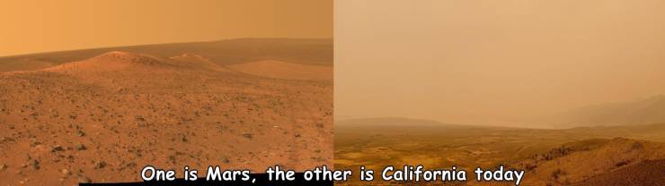 random pics - sky - One is Mars, the other is California today