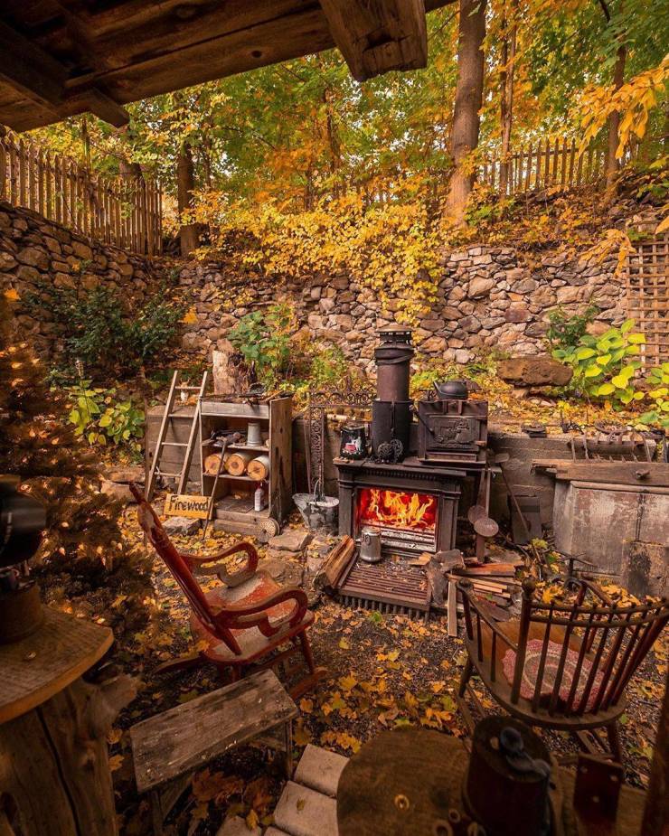 cottagecore backyard - . Firewood