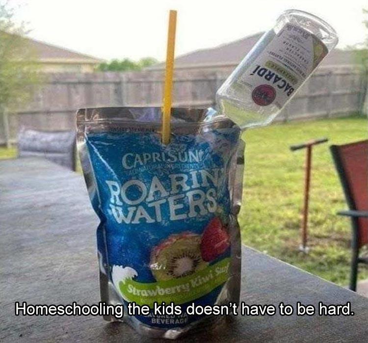 capri sun with mini alcohol bottle - Calida jaayorg Caprisun Algunan Neves Roarin Waters erawberry wiwi Sur Homeschooling the kids doesn't have to be hard Beverage
