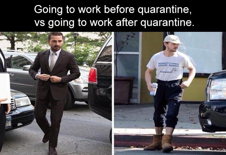first day on the job vs now meme - Going to work before quarantine, vs going to work after quarantine. Pennsylvania Nor Games