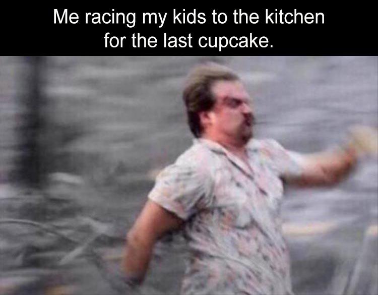 dads when gas prices drop - Me racing my kids to the kitchen for the last cupcake.