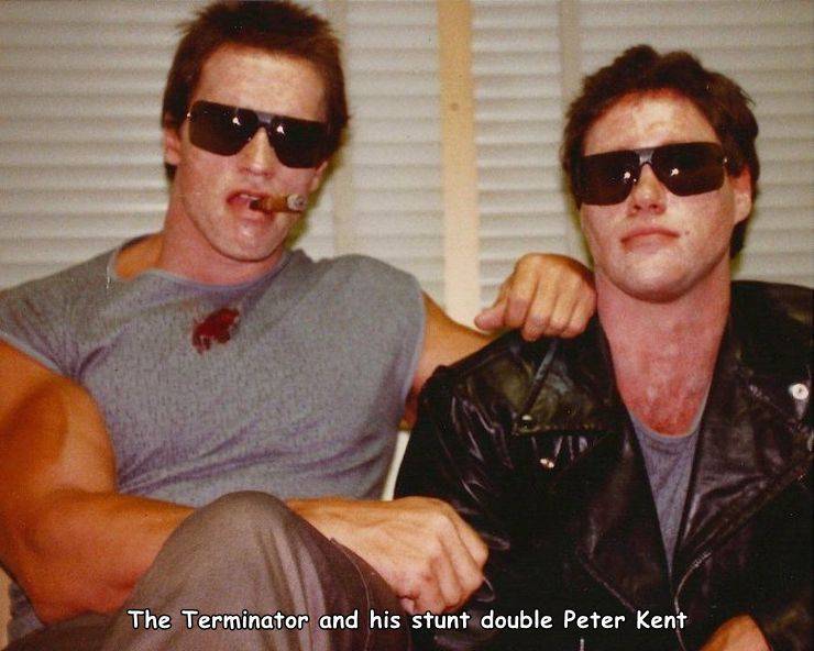 funny pics - the terminator and his stunt double peter kent