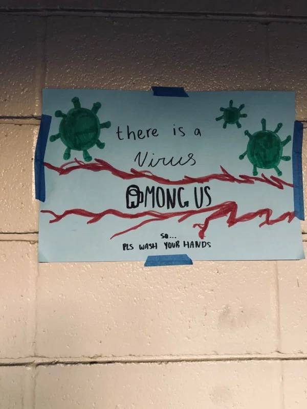 banner - there is a Virus Among Us Pls Wash Your Hands