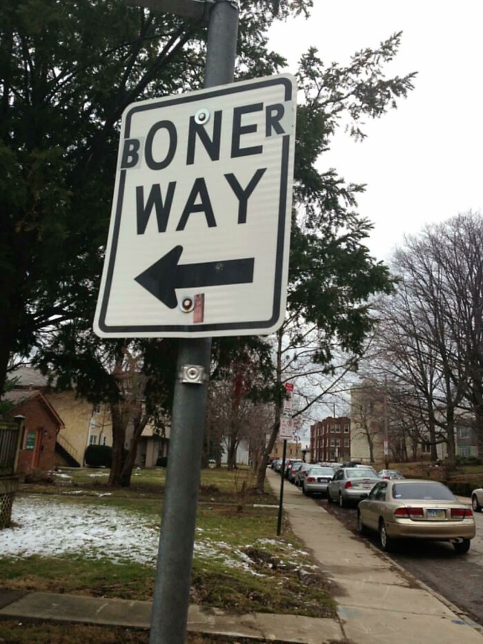 one way sign - Boner Way