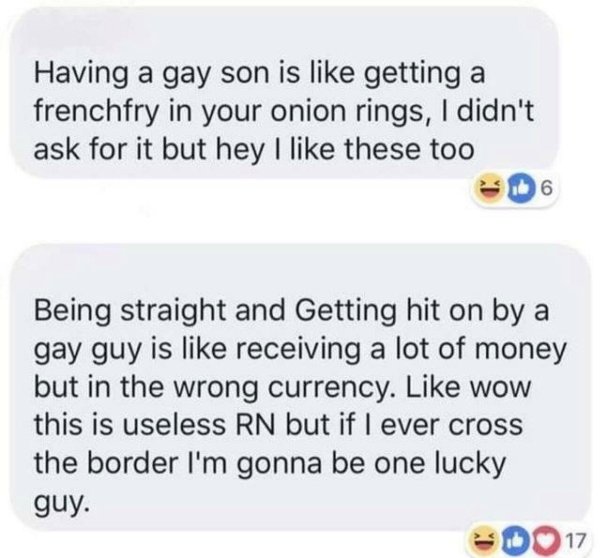 mark normand jokes - Having a gay son is getting a frenchfry in your onion rings, I didn't ask for it but hey I these too d6 Being straight and Getting hit on by a gay guy is receiving a lot of money but in the wrong currency. wow this is useless Rn but i