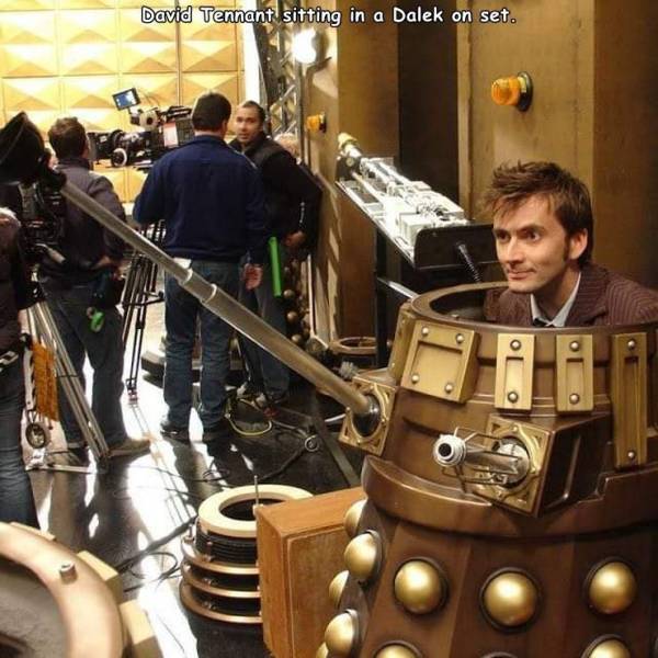 Doctor Who - David Tennant sitting in a Dalek on set. lo