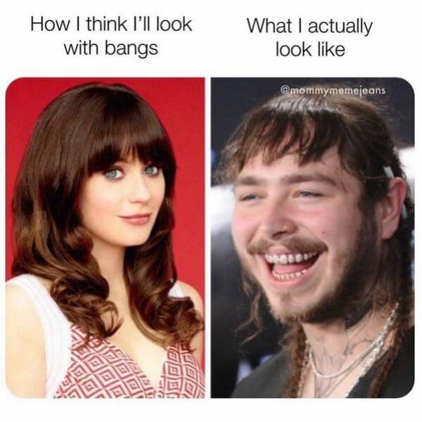 post malone now - How I think I'll look with bangs What I actually look Vie