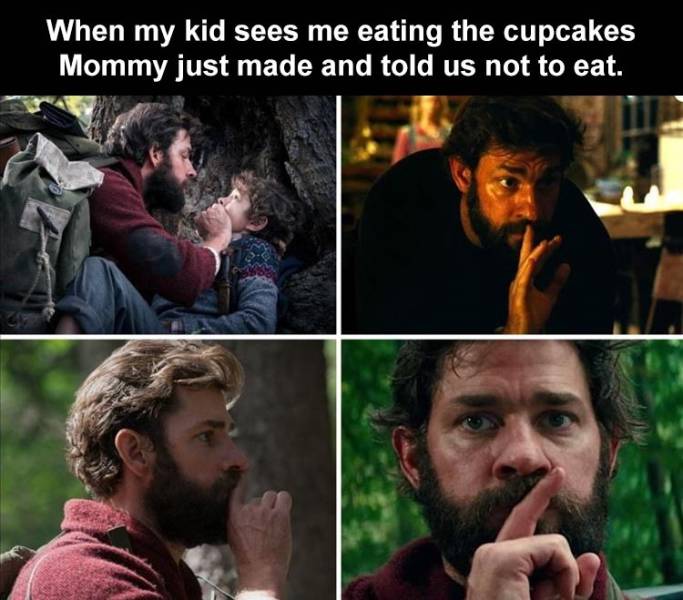 photo caption - When my kid sees me eating the cupcakes Mommy just made and told us not to eat.