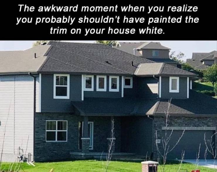 awkward moment when you realize you shouldn t have painted the trim on your house white - The awkward moment when you realize you probably shouldn't have painted the trim on your house white. poop 0 Ii