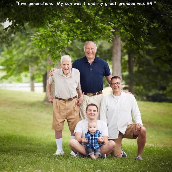 photograph - "Five generations. My son was 1 and my great grandpa was 94."