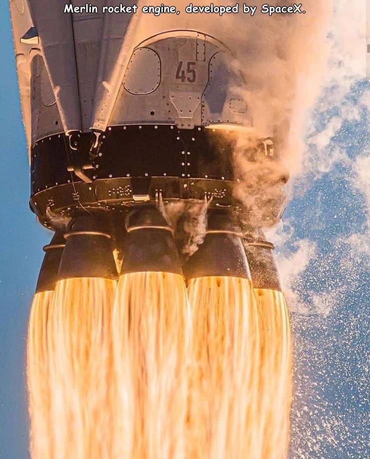 falcon 9 closeup - Merlin rocket engine, developed by SpaceX. 45
